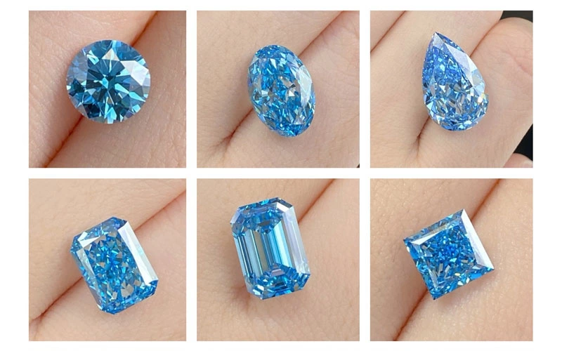 fancy cut blue lab created diamonds