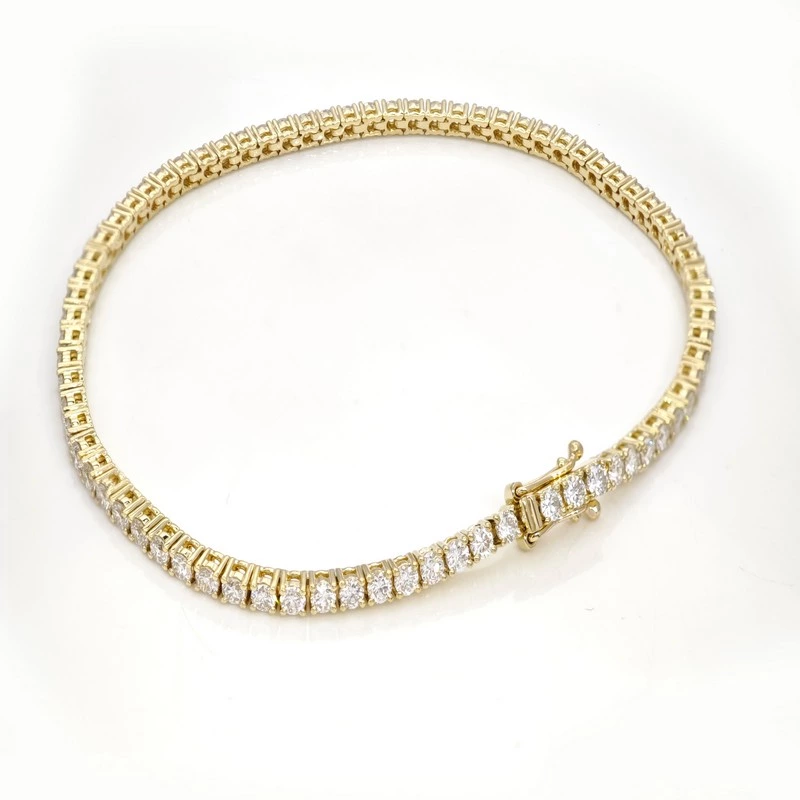 Polished Yellow Gold Classic Full Eternity Round Lab Diamond Tennis Bracelet