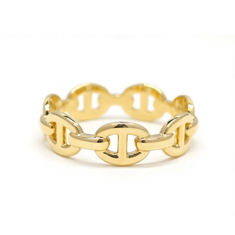 Polished Gold Mariner Link Chain Style Stackable Band Ring