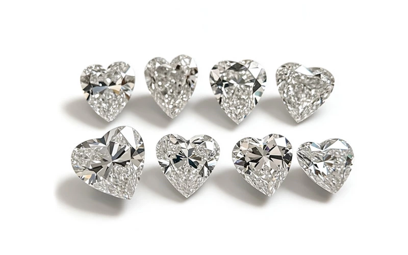 Romantic Heart Shaped HPHT CVD Lab Grown Diamonds