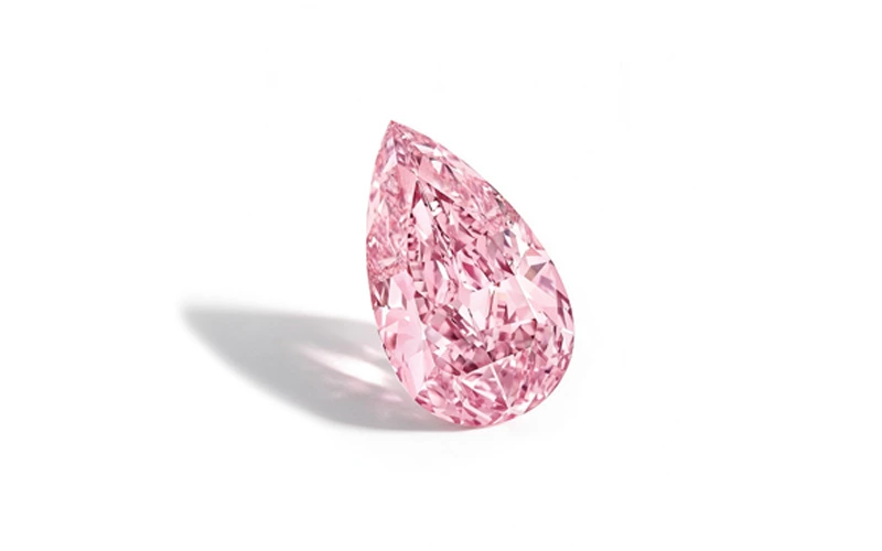 Pear cut pink lab created diamonds